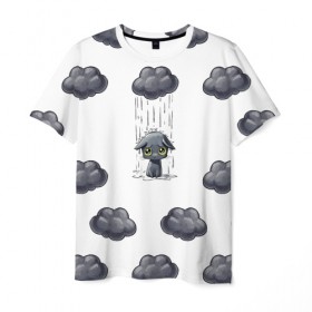 Мужская футболка 3D с принтом Котя Под Дождем в Кировске, 100% полиэфир | прямой крой, круглый вырез горловины, длина до линии бедер | Тематика изображения на принте: 
