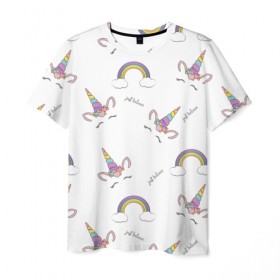 Мужская футболка 3D с принтом Just belive в Кировске, 100% полиэфир | прямой крой, круглый вырез горловины, длина до линии бедер | belive | unicorn | unicorns | верь | единорог | единороги | облака | просто верь | радуга