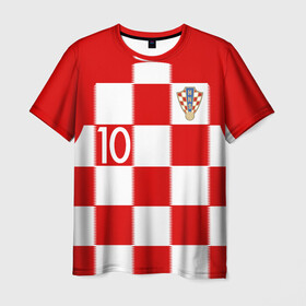 Мужская футболка 3D с принтом Модрич Хорватия (форма) в Кировске, 100% полиэфир | прямой крой, круглый вырез горловины, длина до линии бедер | Тематика изображения на принте: 10 | 2020 | 2022 | croatia | madrid | modric | real | европы | мадрид | мира | реал | сборная | хорватии | хорватия | чемпионат | чм