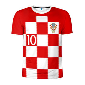 Мужская футболка 3D спортивная с принтом Модрич Хорватия (форма) в Кировске, 100% полиэстер с улучшенными характеристиками | приталенный силуэт, круглая горловина, широкие плечи, сужается к линии бедра | 10 | 2020 | 2022 | croatia | madrid | modric | real | европы | мадрид | мира | реал | сборная | хорватии | хорватия | чемпионат | чм