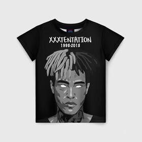 Детская футболка 3D с принтом Xxxtentation RIP в Кировске, 100% гипоаллергенный полиэфир | прямой крой, круглый вырез горловины, длина до линии бедер, чуть спущенное плечо, ткань немного тянется | Тематика изображения на принте: at | i | look | me | p | r | r.i.p. | revenge | rip | x | xtentation | xxx | рэп