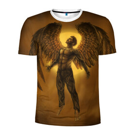 Мужская футболка 3D спортивная с принтом Deus Ex: Human Revolution в Кировске, 100% полиэстер с улучшенными характеристиками | приталенный силуэт, круглая горловина, широкие плечи, сужается к линии бедра | action | rpg | ангел | бог | детройт | из | киберпанк | революция | стелс | человечества | экшен
