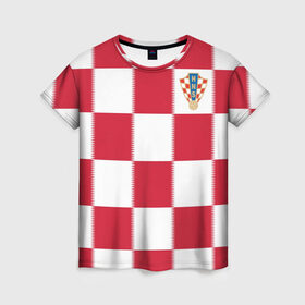 Женская футболка 3D с принтом Форма Хорватии в Кировске, 100% полиэфир ( синтетическое хлопкоподобное полотно) | прямой крой, круглый вырез горловины, длина до линии бедер | football | sport | команды чм | сборная хорватии | сборные по футболу | сборные чм | футбол | хорватия | чемпионат мира