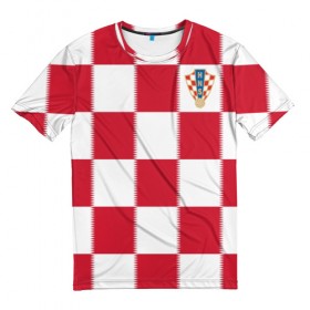 Мужская футболка 3D с принтом Форма Хорватии в Кировске, 100% полиэфир | прямой крой, круглый вырез горловины, длина до линии бедер | football | sport | команды чм | сборная хорватии | сборные по футболу | сборные чм | футбол | хорватия | чемпионат мира