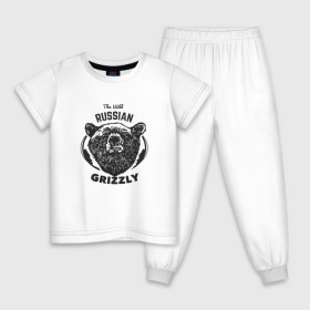 Детская пижама хлопок с принтом Русский Медведь в Кировске, 100% хлопок |  брюки и футболка прямого кроя, без карманов, на брюках мягкая резинка на поясе и по низу штанин
 | bear | grizzly | гризли