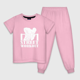 Детская пижама хлопок с принтом Street WorkOut в Кировске, 100% хлопок |  брюки и футболка прямого кроя, без карманов, на брюках мягкая резинка на поясе и по низу штанин
 | 