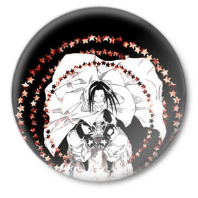 Значок с принтом Хао Асакура в Кировске,  металл | круглая форма, металлическая застежка в виде булавки | shaman king | зик | король шаманов | манга | шаман кинг