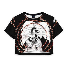 Женская футболка 3D укороченная с принтом Хао Асакура в Кировске, 100% полиэстер | круглая горловина, длина футболки до линии талии, рукава с отворотами | shaman king | зик | король шаманов | манга | шаман кинг