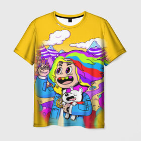 Мужская футболка 3D с принтом 69 rainbow в Кировске, 100% полиэфир | прямой крой, круглый вырез горловины, длина до линии бедер | 6ix9ine | sixnine