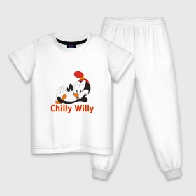 Детская пижама хлопок с принтом Chilly Willy в Кировске, 100% хлопок |  брюки и футболка прямого кроя, без карманов, на брюках мягкая резинка на поясе и по низу штанин
 | chilly | chilly willy | арт | животные | милые | мультфильмы | пингвины | чилли вилли