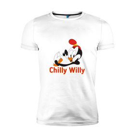 Мужская футболка премиум с принтом Chilly Willy в Кировске, 92% хлопок, 8% лайкра | приталенный силуэт, круглый вырез ворота, длина до линии бедра, короткий рукав | Тематика изображения на принте: chilly | chilly willy | арт | животные | милые | мультфильмы | пингвины | чилли вилли