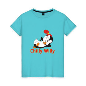 Женская футболка хлопок с принтом Chilly Willy в Кировске, 100% хлопок | прямой крой, круглый вырез горловины, длина до линии бедер, слегка спущенное плечо | chilly | chilly willy | арт | животные | милые | мультфильмы | пингвины | чилли вилли
