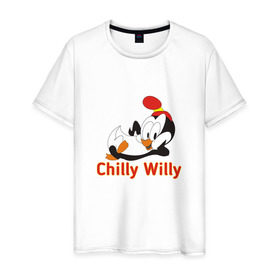 Мужская футболка хлопок с принтом Chilly Willy в Кировске, 100% хлопок | прямой крой, круглый вырез горловины, длина до линии бедер, слегка спущенное плечо. | Тематика изображения на принте: chilly | chilly willy | арт | животные | милые | мультфильмы | пингвины | чилли вилли