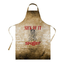 Фартук 3D с принтом Skillet - Sick Of It в Кировске, 100% полиэстер | общий размер — 65 х 85 см, ширина нагрудника — 26 см, горловина — 53 см, длина завязок — 54 см, общий обхват в поясе — 173 см. Принт на завязках и на горловине наносится с двух сторон, на основной части фартука — только с внешней стороны | skilet | skillet | альтернативный | гранж | группа | джен леджер | джон купер | индастриал | кори купер | метал | ню | пост | рок | сет моррисон | симфоник | скилет | хард | христианский