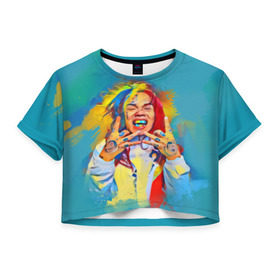 Женская футболка Cropp-top с принтом 6IX9INE PAINTS в Кировске, 100% полиэстер | круглая горловина, длина футболки до линии талии, рукава с отворотами | 6ix9ine | sixnine | tekashi