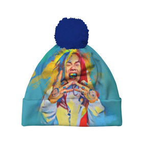 Шапка 3D c помпоном с принтом 6IX9INE PAINTS в Кировске, 100% полиэстер | универсальный размер, печать по всей поверхности изделия | Тематика изображения на принте: 6ix9ine | sixnine | tekashi