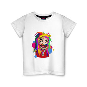 Детская футболка хлопок с принтом 6IX9INE COLORS в Кировске, 100% хлопок | круглый вырез горловины, полуприлегающий силуэт, длина до линии бедер | 6ix9ine | sixnine | tekashi