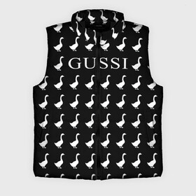 Мужской жилет утепленный 3D с принтом Gussi Black в Кировске,  |  | gucci | gussi ga ga ga | gussi gang | бренд | гусь | птица