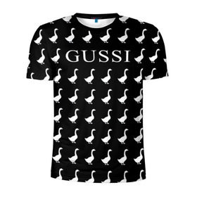 Мужская футболка 3D спортивная с принтом Gussi Black в Кировске, 100% полиэстер с улучшенными характеристиками | приталенный силуэт, круглая горловина, широкие плечи, сужается к линии бедра | gucci | gussi ga ga ga | gussi gang | бренд | гусь | птица