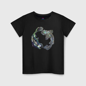 Детская футболка хлопок с принтом Кои инь-ян в Кировске, 100% хлопок | круглый вырез горловины, полуприлегающий силуэт, длина до линии бедер | koi | инь ян | карпы | рыбы