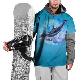 Накидка на куртку 3D с принтом Дельфин в Кировске, 100% полиэстер |  | Тематика изображения на принте: dolphin | акварель | дельфин | море | морские млекопитающие | океан | синий