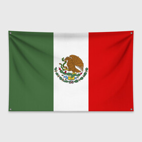 Флаг-баннер с принтом Мексика Чемпионат Мира в Кировске, 100% полиэстер | размер 67 х 109 см, плотность ткани — 95 г/м2; по краям флага есть четыре люверса для крепления | Тематика изображения на принте: mexico | бразилия | мексика | сборная мексики | футбол | чемпионат мира
