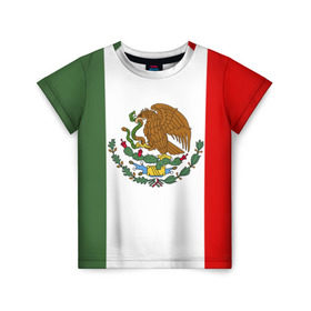 Детская футболка 3D с принтом Мексика Чемпионат Мира в Кировске, 100% гипоаллергенный полиэфир | прямой крой, круглый вырез горловины, длина до линии бедер, чуть спущенное плечо, ткань немного тянется | Тематика изображения на принте: mexico | бразилия | мексика | сборная мексики | футбол | чемпионат мира