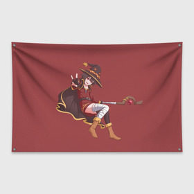 Флаг-баннер с принтом Megumin в Кировске, 100% полиэстер | размер 67 х 109 см, плотность ткани — 95 г/м2; по краям флага есть четыре люверса для крепления | konosuba | megumin | мегумин