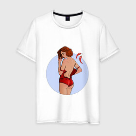 Мужская футболка хлопок с принтом Чили в Кировске, 100% хлопок | прямой крой, круглый вырез горловины, длина до линии бедер, слегка спущенное плечо. | белье | девушка | купальник | перец | чили. красный