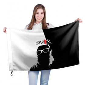 Флаг 3D с принтом Skrillex в Кировске, 100% полиэстер | плотность ткани — 95 г/м2, размер — 67 х 109 см. Принт наносится с одной стороны | john | moore | skrilex | skrillex | sonny | twipz | бростеп | джон | диджей | композитор | музыкант | мур | продюсер | скрайлекс | скрайллекс | скрилекс | скриллекс | сонни | хаус | электро