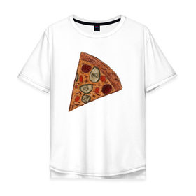 Мужская футболка хлопок Oversize с принтом Пицца кусочек в Кировске, 100% хлопок | свободный крой, круглый ворот, “спинка” длиннее передней части | 