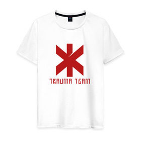Мужская футболка хлопок с принтом TRAUMA TEAM   CYBERPUNK 2077 в Кировске, 100% хлопок | прямой крой, круглый вырез горловины, длина до линии бедер, слегка спущенное плечо. | 2019 | cd project red | cyberpunk 2077 | future | hack | night city | samurai | sci fi | trauma team | андроиды | безумие | будущее | город ночи | киберпанк 2077 | логотип | роботы | самураи | фантастика | цифры