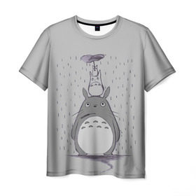 Мужская футболка 3D с принтом Мой сосед Тоторо в Кировске, 100% полиэфир | прямой крой, круглый вырез горловины, длина до линии бедер | totoro | хаяо миядзаки