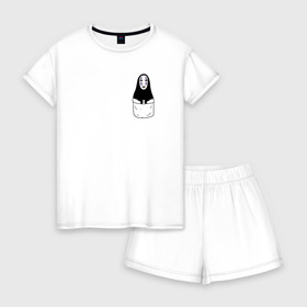 Женская пижама с шортиками хлопок с принтом Унесённые призраками в Кировске, 100% хлопок | футболка прямого кроя, шорты свободные с широкой мягкой резинкой | spirited away | миядзаки | хаяо