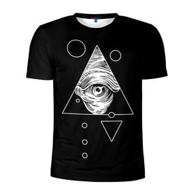 Мужская футболка 3D спортивная с принтом Всевидящее око в Кировске, 100% полиэстер с улучшенными характеристиками | приталенный силуэт, круглая горловина, широкие плечи, сужается к линии бедра | tattoo | в треугольнике | всевидящее око | всевидящий глаз | зрачок | пирамида | тату