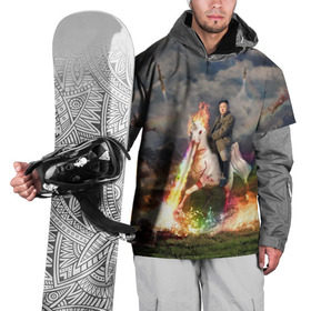 Накидка на куртку 3D с принтом Ким чен ын на Единороге в Кировске, 100% полиэстер |  | Тематика изображения на принте: 