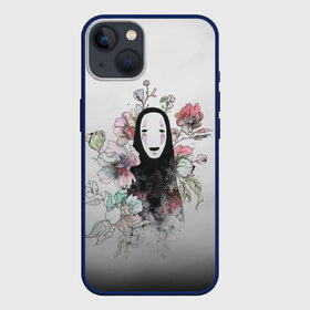 Чехол для iPhone 13 с принтом Каонаси в цветах на дымчатом фоне в Кировске,  |  | spirited away | миядзаки | хаяо