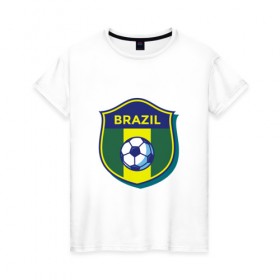 Женская футболка хлопок с принтом Бразилия в Кировске, 100% хлопок | прямой крой, круглый вырез горловины, длина до линии бедер, слегка спущенное плечо | 