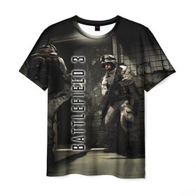 Мужская футболка 3D с принтом BATTLEFIELD 3 в Кировске, 100% полиэфир | прямой крой, круглый вырез горловины, длина до линии бедер | battlefield | война | игры | оружия | поле битвы | солдат | спецназ | стратегия | тактика | танки | шутер