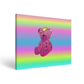 Холст прямоугольный с принтом Мишка Lil Peep в Кировске, 100% ПВХ |  | Тематика изображения на принте: gbc | hip hop | lil peep | love | pink | rap | лил пип | лилпип | медведь | медвежонок | мишка | реп | розовый | рэп | тату | трэп | хип хоп | эмо