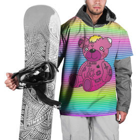 Накидка на куртку 3D с принтом Мишка Lil Peep в Кировске, 100% полиэстер |  | Тематика изображения на принте: gbc | hip hop | lil peep | love | pink | rap | лил пип | лилпип | медведь | медвежонок | мишка | реп | розовый | рэп | тату | трэп | хип хоп | эмо