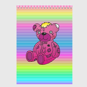 Скетчбук с принтом Мишка Lil Peep в Кировске, 100% бумага
 | 48 листов, плотность листов — 100 г/м2, плотность картонной обложки — 250 г/м2. Листы скреплены сверху удобной пружинной спиралью | gbc | hip hop | lil peep | love | pink | rap | лил пип | лилпип | медведь | медвежонок | мишка | реп | розовый | рэп | тату | трэп | хип хоп | эмо
