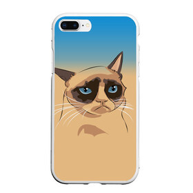 Чехол для iPhone 7Plus/8 Plus матовый с принтом Grumpy cat ART в Кировске, Силикон | Область печати: задняя сторона чехла, без боковых панелей | cat | grumpy | грустный кот | киса | кот | котэ | котяра | кошка | мем | сердитый кот