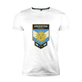 Мужская футболка премиум с принтом Футбол - Аргентина в Кировске, 92% хлопок, 8% лайкра | приталенный силуэт, круглый вырез ворота, длина до линии бедра, короткий рукав | 