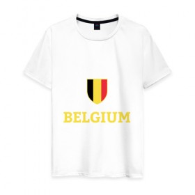Мужская футболка хлопок с принтом Belgium в Кировске, 100% хлопок | прямой крой, круглый вырез горловины, длина до линии бедер, слегка спущенное плечо. | 