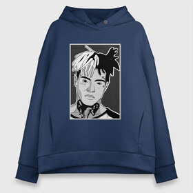 Женское худи Oversize хлопок с принтом xxxtentacion в Кировске, френч-терри — 70% хлопок, 30% полиэстер. Мягкий теплый начес внутри —100% хлопок | боковые карманы, эластичные манжеты и нижняя кромка, капюшон на магнитной кнопке | jahseh dwayne | onfroy | xxxtentacion | джасей дуэйн онфрой