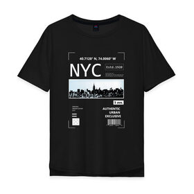 Мужская футболка хлопок Oversize с принтом Нью Йорк в Кировске, 100% хлопок | свободный крой, круглый ворот, “спинка” длиннее передней части | new york | америка | надписи | надпись | нью йорк | с надписью | с надписями | сша | штаты