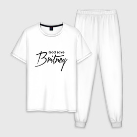 Мужская пижама хлопок с принтом God save Britney в Кировске, 100% хлопок | брюки и футболка прямого кроя, без карманов, на брюках мягкая резинка на поясе и по низу штанин
 | baby one more time | britney spears | oops | бритни спирс