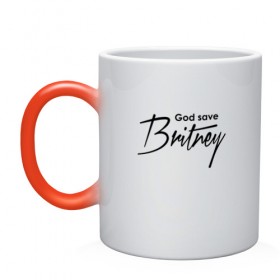 Кружка хамелеон с принтом God save Britney в Кировске, керамика | меняет цвет при нагревании, емкость 330 мл | baby one more time | britney spears | oops | бритни спирс