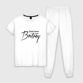 Женская пижама хлопок с принтом God save Britney в Кировске, 100% хлопок | брюки и футболка прямого кроя, без карманов, на брюках мягкая резинка на поясе и по низу штанин | baby one more time | britney spears | oops | бритни спирс